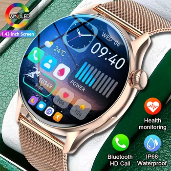 2024 Smartwatch Ženske AMOLED Zaslon je Vedno prikazan Čas Bluetooth Klic IP68 Vodotesen Šport Človek Pametno Gledati Moški Gledajo Ženske