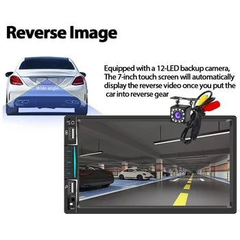 Double Din Avtomobilski Stereo sistem z CarPlay, 7 palčni zaslon na Dotik, Radio Bluetooth in Varnostno Kamero Telefona Ogledalo-Link Avdio Sprejemnik