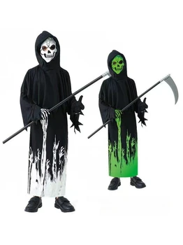 Halloween Grim Reaper Kostum Strašno Kostum, Ki Se Sveti V Temi, Lobanja, Obraz, Ki Zajema Okostje Rokavice Grim Reaper Kosa