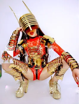 Vesoljske Tehnologije, Zlato Srebro Ogledalo Prihodnost Warrior Dance Team Pevka Kažejo Kostum cosplay stranka kostume Catlwalk model krpo