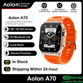 Aolon A70 Pametno Gledati Bluetooth Klic 1.96 palčni Zaslon IPS TWS Igrajo Lokalni Glasbeni Zapis 600mAh Dolgoletni Pripravljenosti spremljanje Zdravja