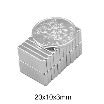 5~100 kozarcev 20x10x3 mm Blok Močni Magneti v Razsutem stanju Stanja Neodymium Magnetni 20x10x3mm Super Močan, Trajne NdFeB Magnetov 20*10*3