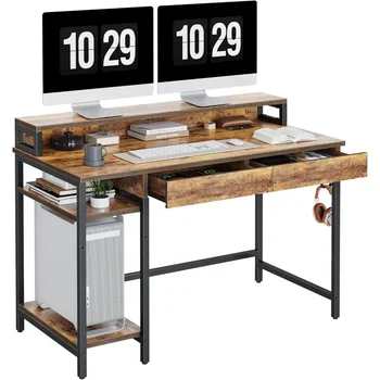 Računalniški mizi, pisarne z stojalo za zaslon, 47 palčni domače pisarne in pisalno mizo s predali in shranjevanje rack