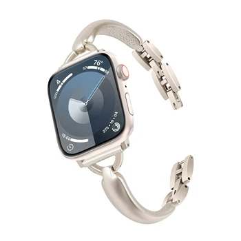 Združljiv z Apple Watch Band 38 mm 41mm 42mm 49 mm iWatch SE Series 9/8/7/6/5/4/3/2/1, Tanek in Eleganten Kovinski Zapestnica za Ženske