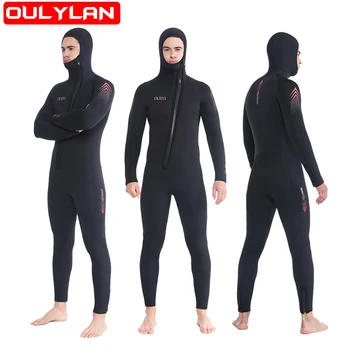 Oulylan 7MM Neoprensko potapljaško obleko, Toplo Celotno Telo, Snorkeling Hooded Scuba Deskanje Podvodni Lov Spearfishing Potapljaške obleke